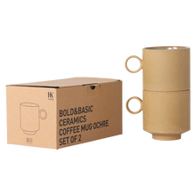 Load image into Gallery viewer, Bold & basic ceramics: coffee mug ochre (set of 2)