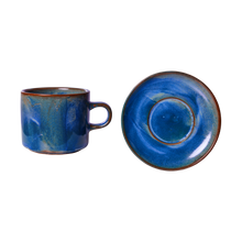Load image into Gallery viewer, CHEF CERAMICS: CUP AND SAUCER, RUSTIC BLUE