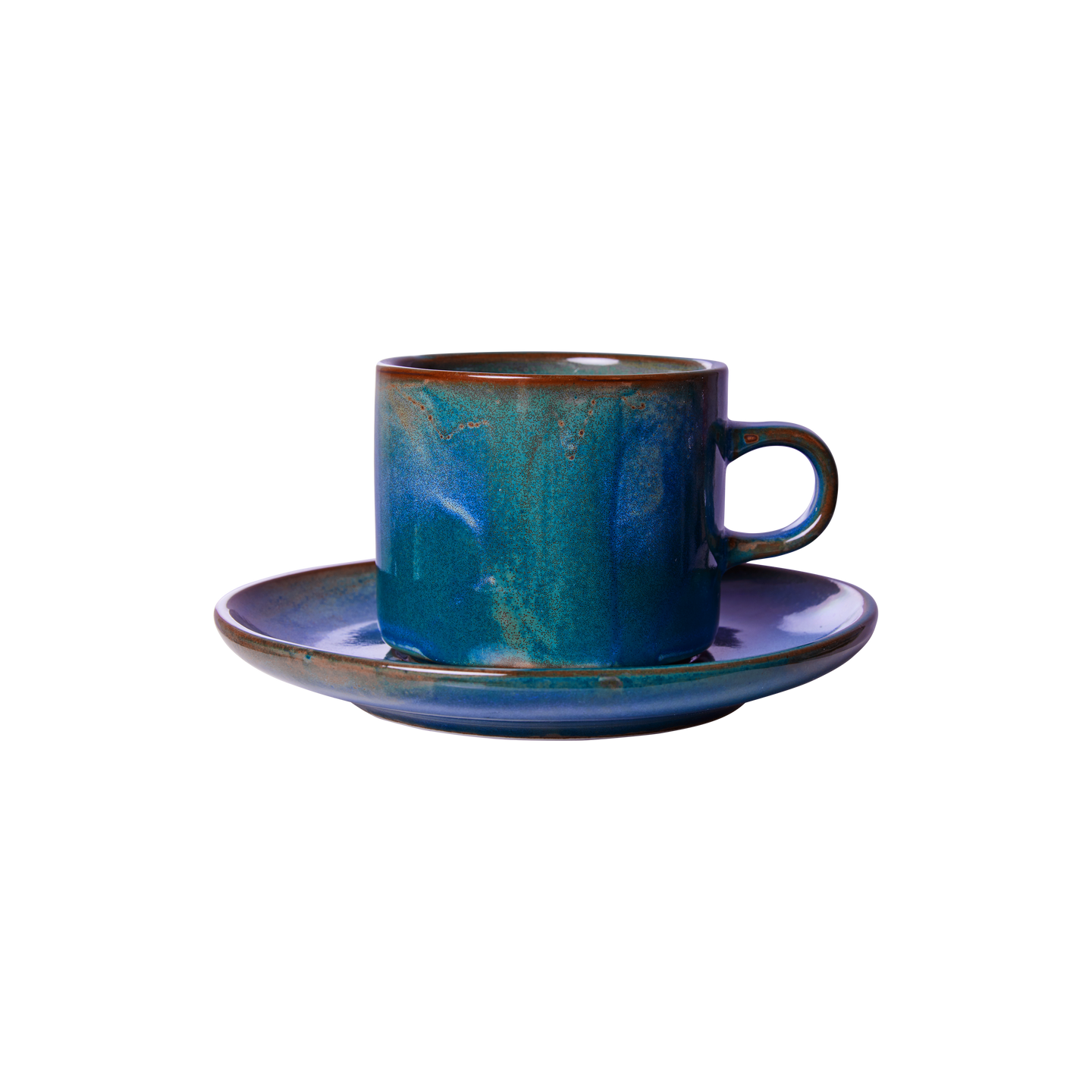 CHEF CERAMICS: CUP AND SAUCER, RUSTIC BLUE