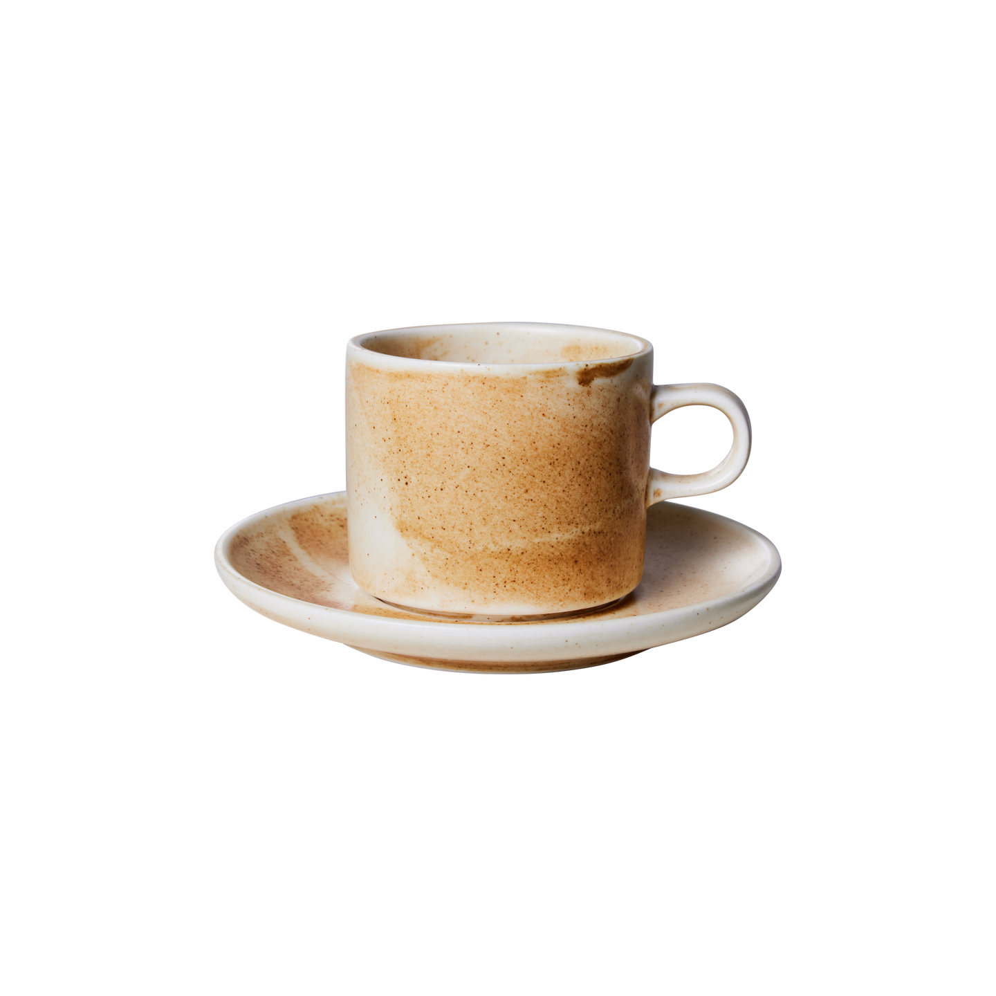 CHEF CERAMICS: CUP AND SAUCER, RUSTIC CREAM/BROWN