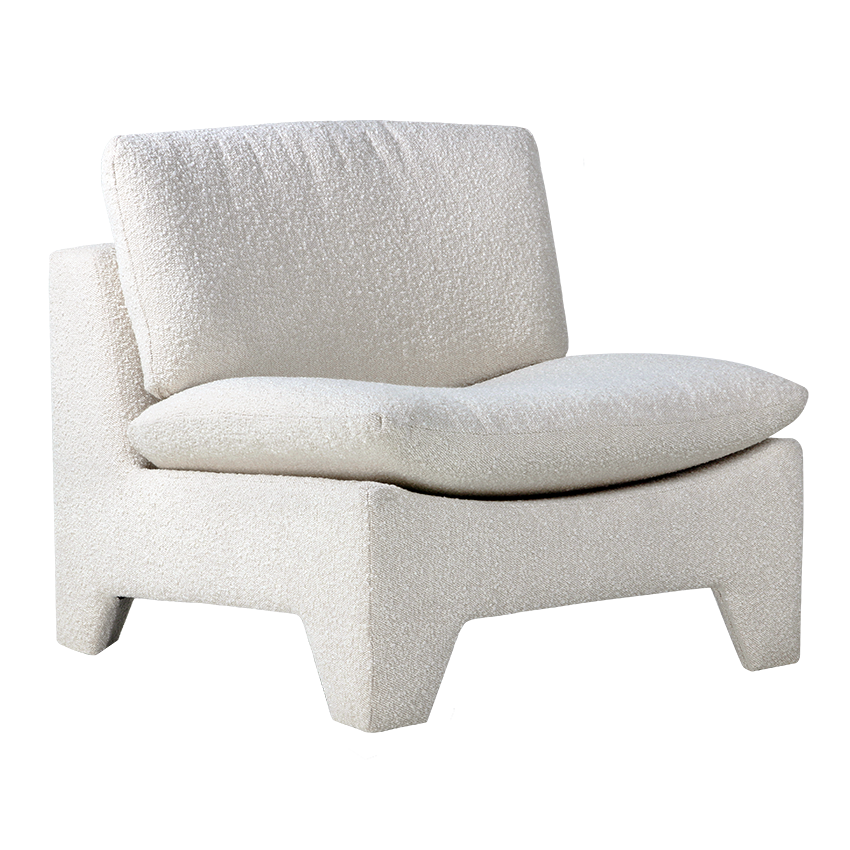 retro lounge fauteuil boucle cream