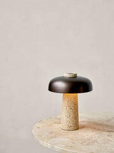Load image into Gallery viewer, Reverse, Table Lamp, Travertine, Bronzed Brass
